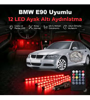 Bmw E90 Uyumlu RGB Ayak Altı LED 12 Led Kumandalı Müzik Duyarlı Araç İçi Aydınlatma 7 Renk 12V