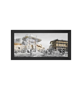 Eski İstanbul Motifli Kanvas Tablo 80 x 110 cm Siyah Çerçeve