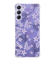 Samsung Galaxy A54 Uyumlu Köşe Korumalı Antişok Kapak Floral Lila Tasarımlı Şeffaf Silikon Kılıf