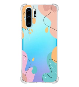 Huawei P30 Pro Uyumlu Köşe Korumalı Antişok Kapak Karışık Renkler Tasarımlı Şeffaf Kılıf