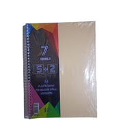5+2 Ayraçlı Defter 7 Konulu 175 Yaprak 1 Adet 5 Kareli 2 Çizgili Spralli Plastik Kapak Seperatörlü (Krem)