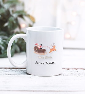 Kişiye Özel Noel Tasarımlı Kupa Bardak (Beyaz)
