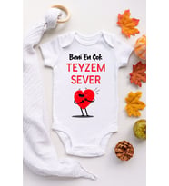 Unisex Bebek Beyaz Beni En Çok Teyzem Sever Desenli Kısa Kol Body