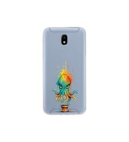 Samsung Galaxy J5 Pro ile uyumlu Splash ahtapot tasarımlı şeffaf silikon kılıf