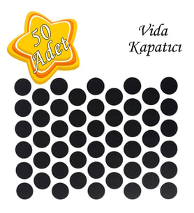50 ADET Siyah Vida Kapatıcı  Yapışkanlı Vida Tapası Tıpası Kapağı Vida Gizleyici
