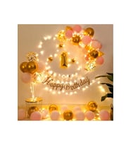 Led Işıklı Gold Mavi Balon Kemer Kiti Doğum Günü PArti Seti Süsü