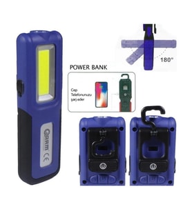 Arm Esen109 Şarjlı Led Fener Mıknatıslı Lamba Powerbank 420 Lumen