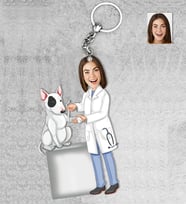 Kişiye Özel Veteriner Kadın Ahşap Anahtarlık-2