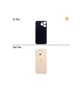 iPhone 13 PRO MAX Altın Renk Arka Kapak Arka Cam Batarya Kapağı Lazer Kesim Kapak Pil Kapağı