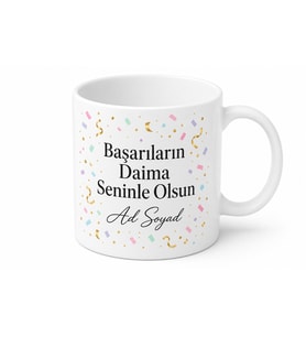 Tebrik Hediyesi Kişiye Özel İsimli Baskılı Kupa Bardak Kutlama Hediyesi
