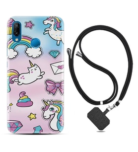 Huawei P20 Lite Mate 10 20 Lite Pro P40 Lite KılıfBoyun Askılı Silikon Unicorn Mektup 1800
