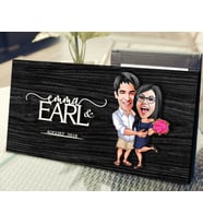 BK Gift Kişiye Özel Sevgililer Karikatürlü Kabartma Figürlü Ahşap Tablo, Duvar Dekoru, Arkadaşa Hediye, Özel Tasarım Ev Hediyesi-108 (Siyah)