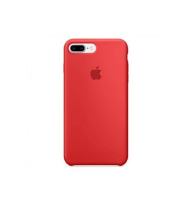 Apple iPhone 7 Plus Uyumlu Logolu Içi Kadife Altı Açık Lansman Kırmızı Silikon Kılıf