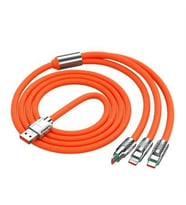 Şarj Kablosu 3 'in 1 Type-C + Micro Usb + Lightning Hızlı Şarj Silikon Kablo 1 Metre Kablo