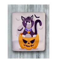 Hallowen Cat Oval Bilek Destekli Mouse Pad