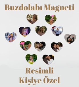 Kişiye Özel Fotoğraf Baskılı Kalp Buzdolabı Magneti 8x7 cm (12 Adet)
