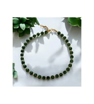 Yeşil Tonları Cam Boncuk Taşlı Kolye, Choker Kolye (Çok Renkli)