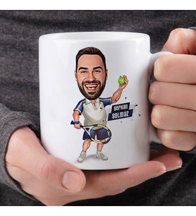 Kişiye Özel Süper Tenisçi Erkek Karikatürlü Kupa Bardak