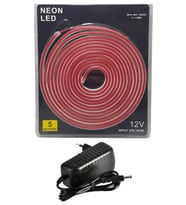 5 Metre 12 Volt 6x12 mm Esnek Neon Led Kırmızı 3A Plastik Adaptör Set