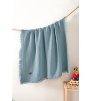 Bebek 4 Kat %100 Pamuk Müslin Örtüsü 100x120 - Mavi