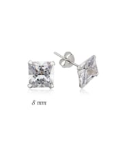 Gümüş Kare Tek Taş Zirkon Küpe - 8 mm CSR2181378