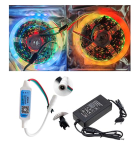 10 Metre 12V Dış Mekan 60 Pixel Ledli Bluetooth Cep Telefonundan Kumandalı 8A Plastik Adaptörlü Set