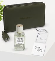 BK Gift Kişiye Özel Haki Deri Kadın Cüzdanı & Parfüm & Cep Aynası Hediye Seti-1