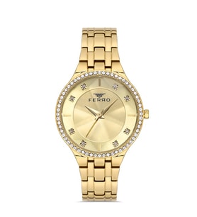 Ferro FL21467A-B4 Quartz Çelik Altın Rengi 35 mm Kadın Kol Saati
