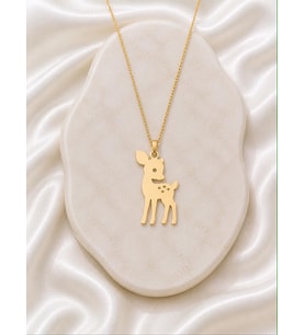 Kişiye Özel Minimalist Bambi Geyik Kolye 925K Gümüş (Gold)