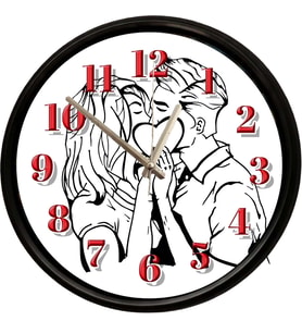 Romantik Aşk Temalı Çiftler Dekoratif Duvar Saati 28 Cm Sessiz Mekanizma