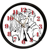 Romantik Aşk Temalı Çiftler Dekoratif Duvar Saati 28 Cm Sessiz Mekanizma