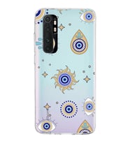 PrintiFy Xiaomi Mi Note 10 Lite ile Uyumlu 1mm Slim Fit Nazar Boncuğu 5 Baskılı Şeffaf  Kılıf