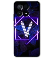 Poco x6 Pro Kılıf HD Desen Baskılı Kılıf - Dark Neon Yaprak V Harfi