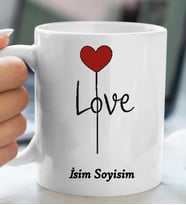Kupa LOVE Tasarımlı İsim soyisim yazılı kişiye özel Kupa Bardak