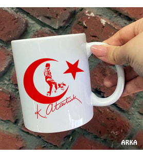Size Özel Ay Yıldız Atatürk ve İmza  Baskılı Kupa Bardaklar