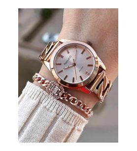 Ferrucci Yeni Sezon Çelik Şık Kadın Kol Saati+Bileklik Hediye (Rose Gold Altın)