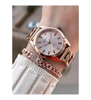 Ferrucci Yeni Sezon Çelik Şık Kadın Kol Saati+Bileklik Hediye (Rose Gold Altın)