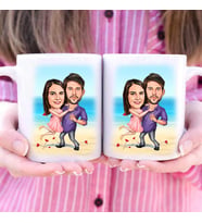 Kişiye Özel Aşıklar Karikatürlü İkili Kupa Bardak
