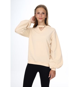 Toontoy Kız Çocuk Okul Sweatshirt (Bej)