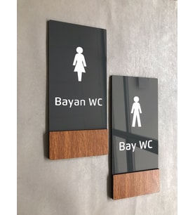 Wooden Serisi Dikey WC Yönlendirme Levha Seti