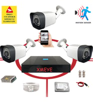 3'lü Hareket Algılayan 5 Mp Sony Lens 1080P 36 IR LED Metal Kasa Güvenlik Kamerası Seti-436