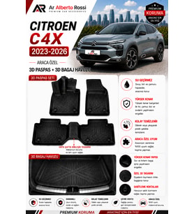 CİTROEN C4X 2023-2026 Araca Özel 3D Paspas + 3D Bagaj Havuzu