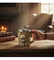 Kafatası Temalı 3D Kabartmalı Kupa