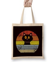 Retro Cat Vintage Kitten Kitty Pet Animal Gift Bez Çanta Uzun Saplı