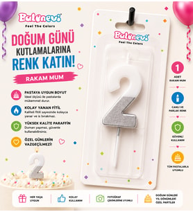 2 Yaş Doğum Günü Pasta Mumu Beyaz Gümüş