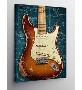 Kanvas Tablo Retro Elektro Gitar