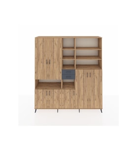 Hyperion Dolap 17 Raflı 2 Çekmeceli 7 Kapaklı 220x44x243 Çam-Çam/Antrasit