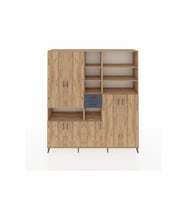 Hyperion Dolap 17 Raflı 2 Çekmeceli 7 Kapaklı 220x44x243 Çam-Çam/Antrasit
