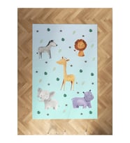 MEKTA HOME BEBEK VE ÇOCUK ODASI Safari Desenli Mavi Halı