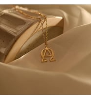 Kişiye Özel Alpha Omega Sembol Kolye 925K Gümüş (Gold)